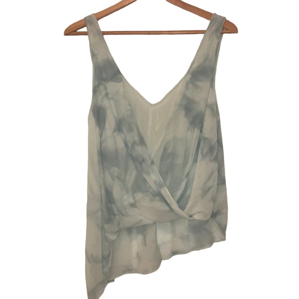 {Free People} Asymmetrical Flowy Blue Tank Top